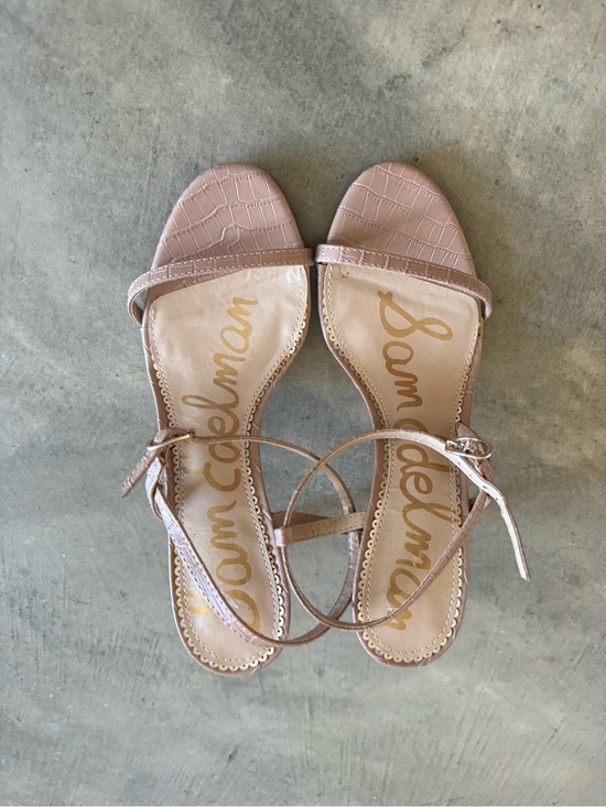 Sam Edelman Shoes - Sam Edelman Nude Blush Croc-Texture Ankle-Strap Sandals